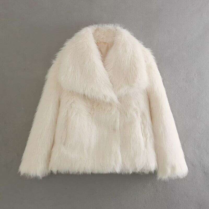 Women's Clothing 2024 Spring New Street Fashion Loose Fur Lapel Jacket A14001