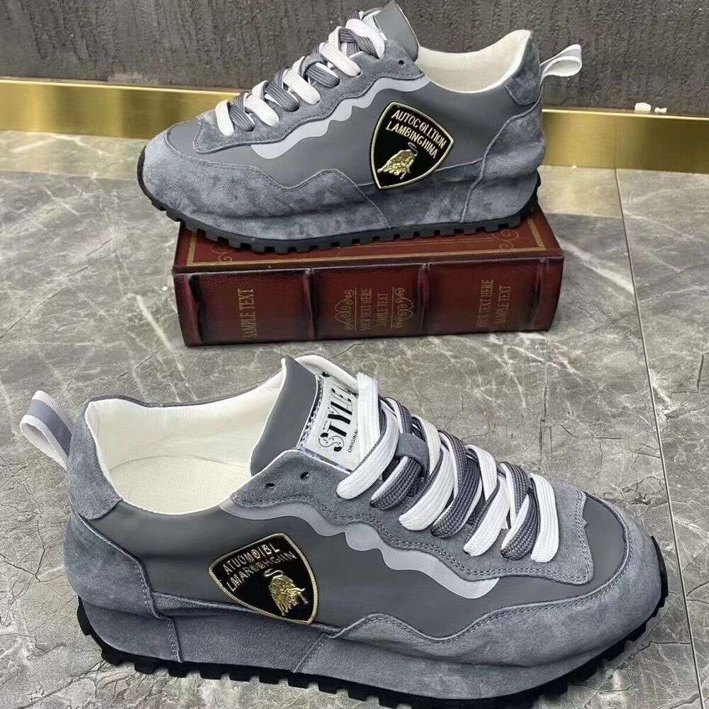 Four Seasons Soft Leather Thick Sole Height Increasing Dad Men's Casual Versatile Agan Sports Running Shoes Men
