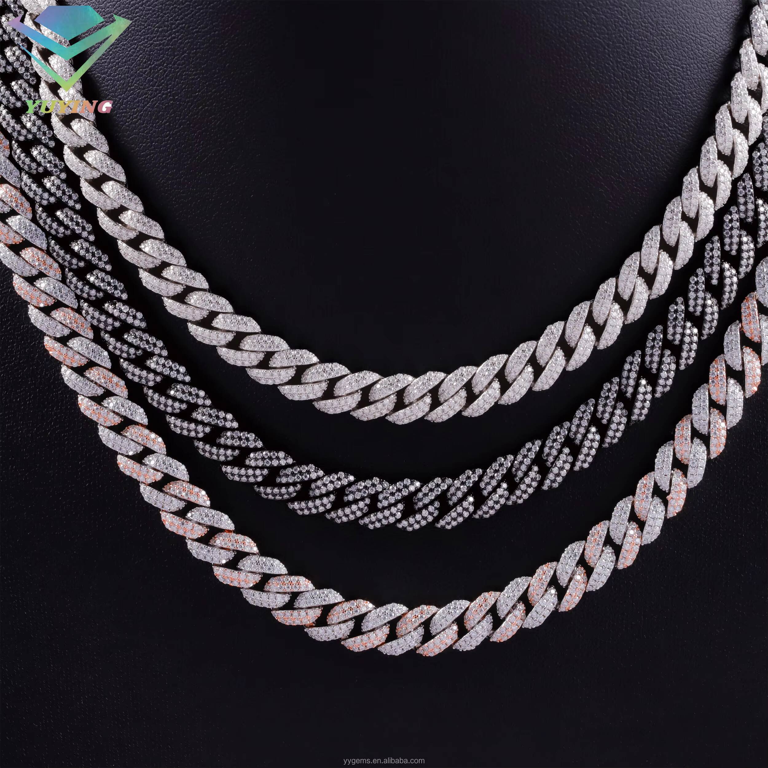 Fashion Jewelry RTS 9mm Solid Silver Cuban Link Chain Iced Out Brilliance VVS Moissanite Necklace