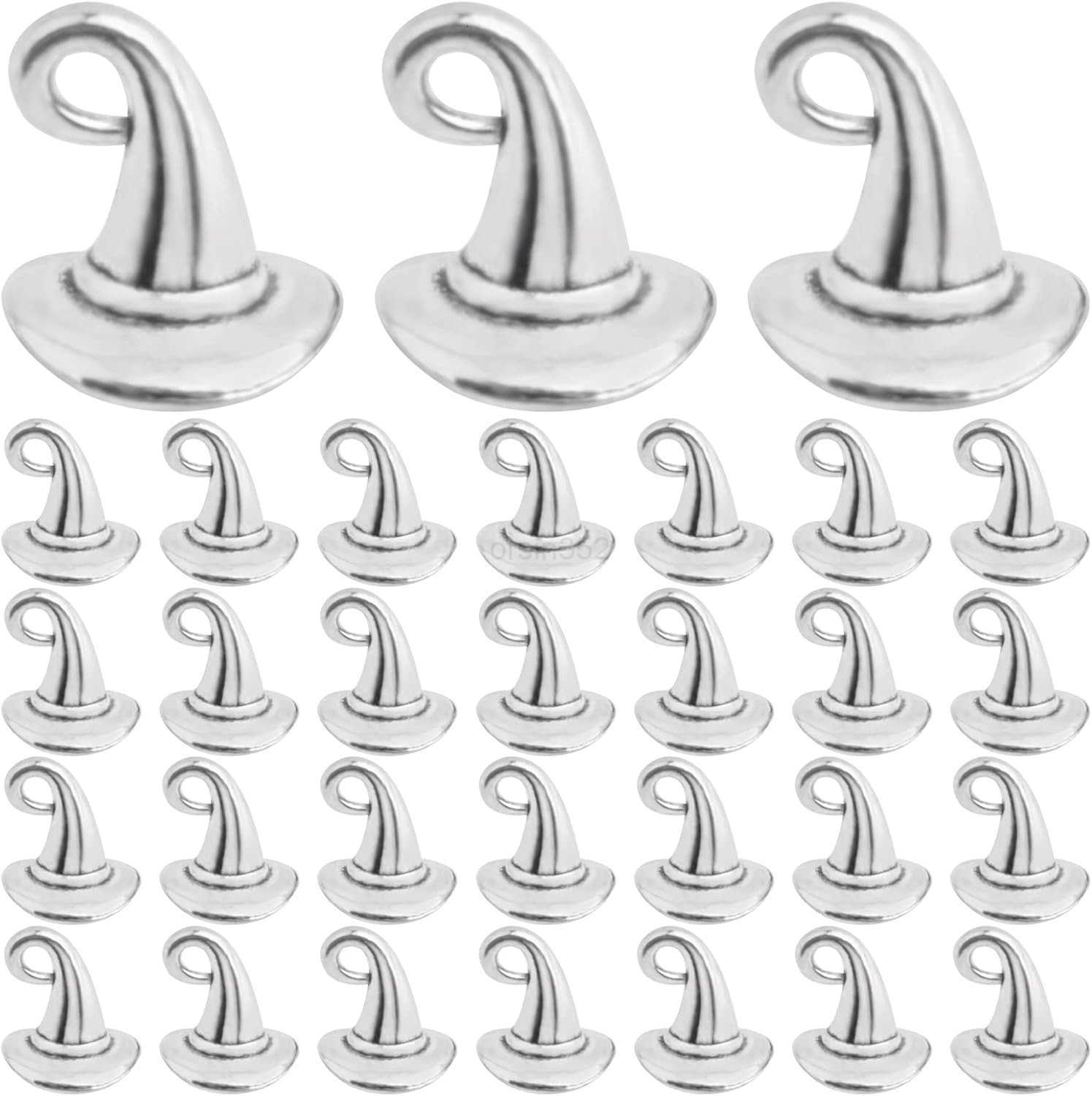 60pcs Antique Silver Witch Hat Pendant Charms Alloy Halloween Hat Wizard Cap Dangle Pendants Jewelry Making Findings for DIY Necklace Earrings Crafts 