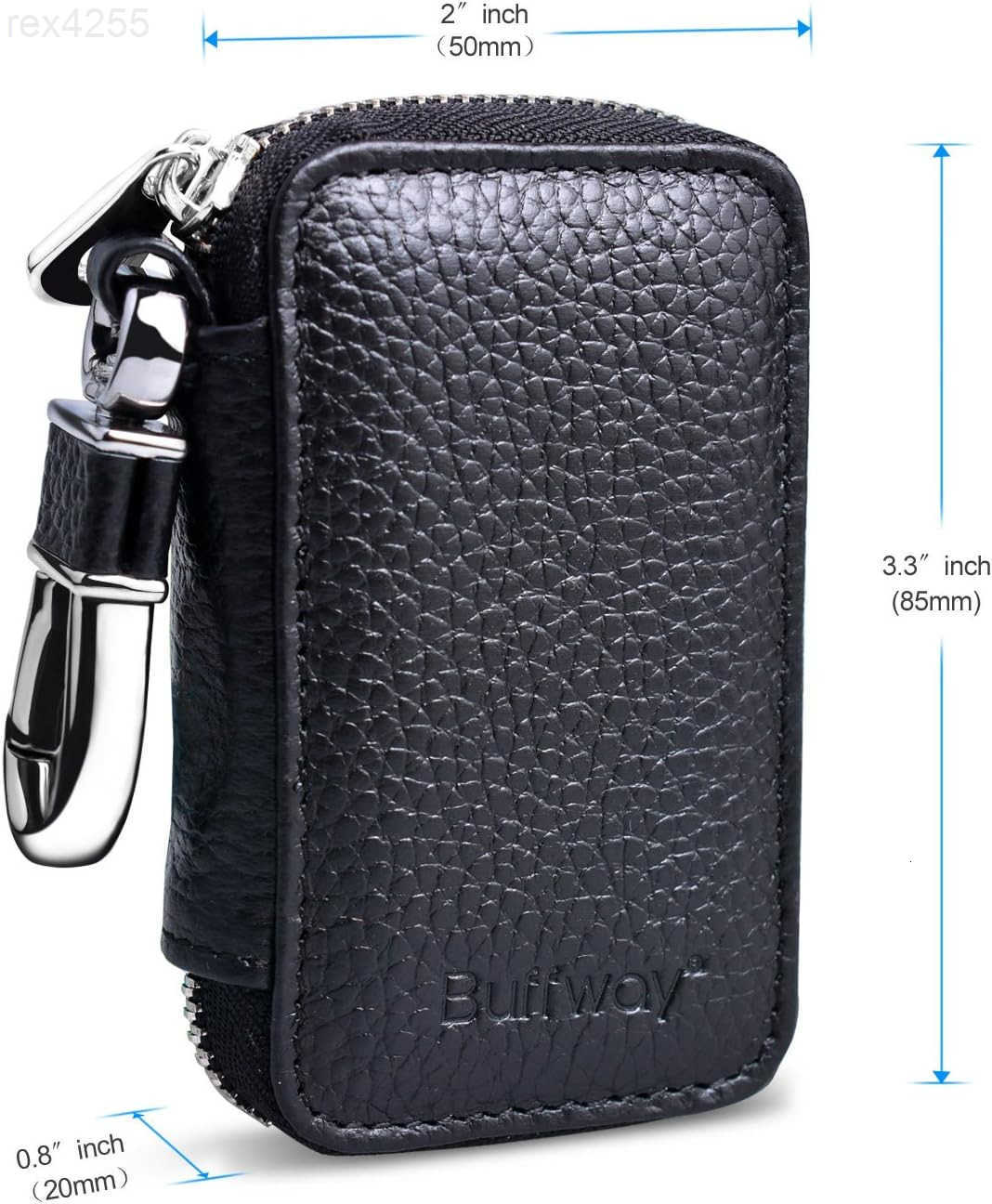 Car Key caseGenuine Leather Car Key Chain Keychain Holder Metal Hook and Keyring Zipper Bag for Remote Key Fob BlackW250911