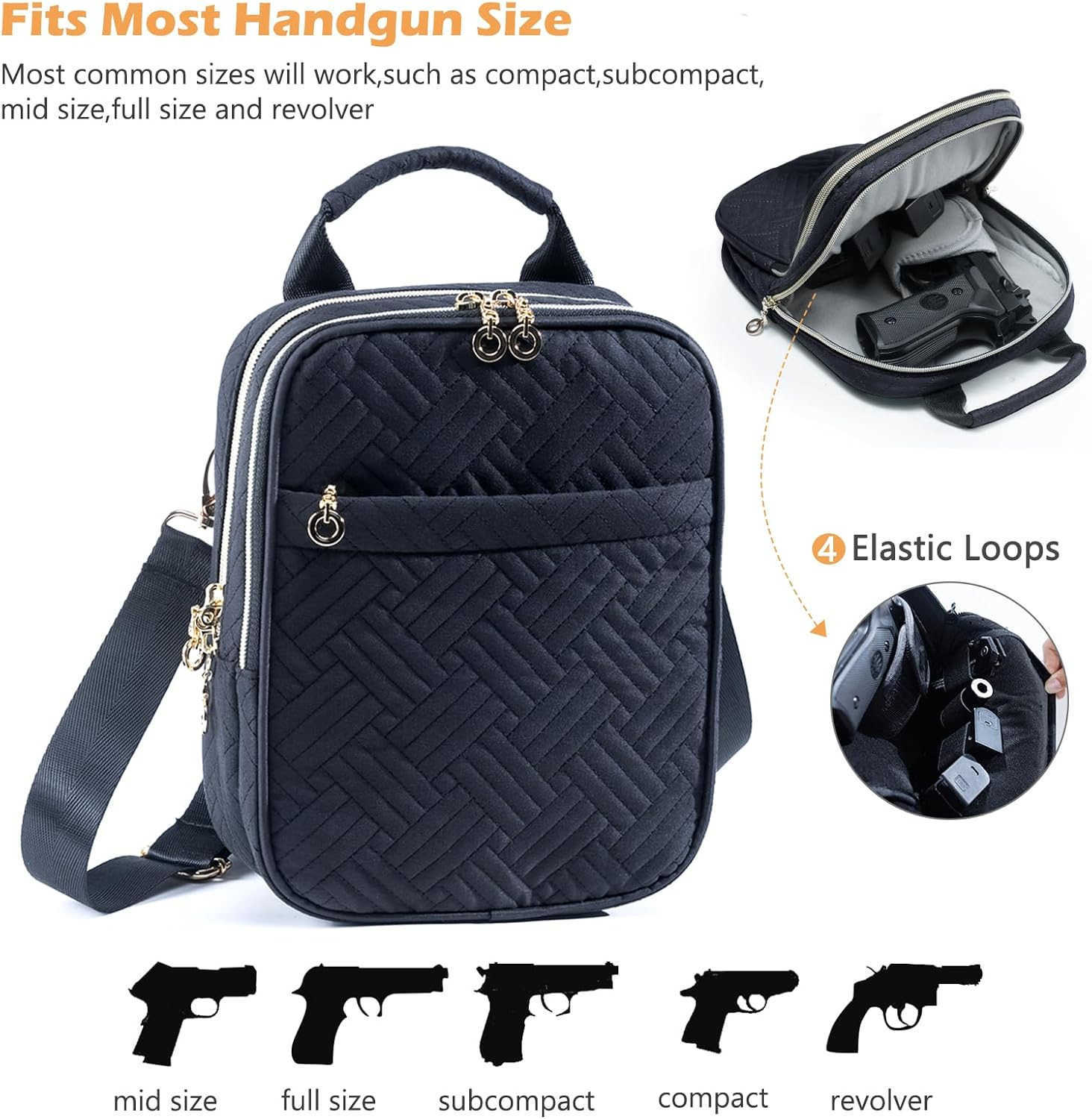 Soft Pistol Case Gun Bag for Women CCW Pistol Bag Crossbody Gun Bag Concealed Carry Gun Pouch Small Tactical Range Bag Gun Case BlackW250911