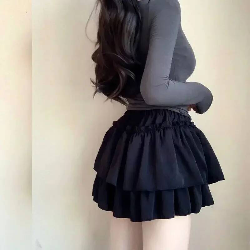 Summer Kawaii White Ball Gown Women Fashion Slim Fit Mini Skirts Giris Y2k All Match Elastic High Waist Black Faldas Goth dongdumaoyi