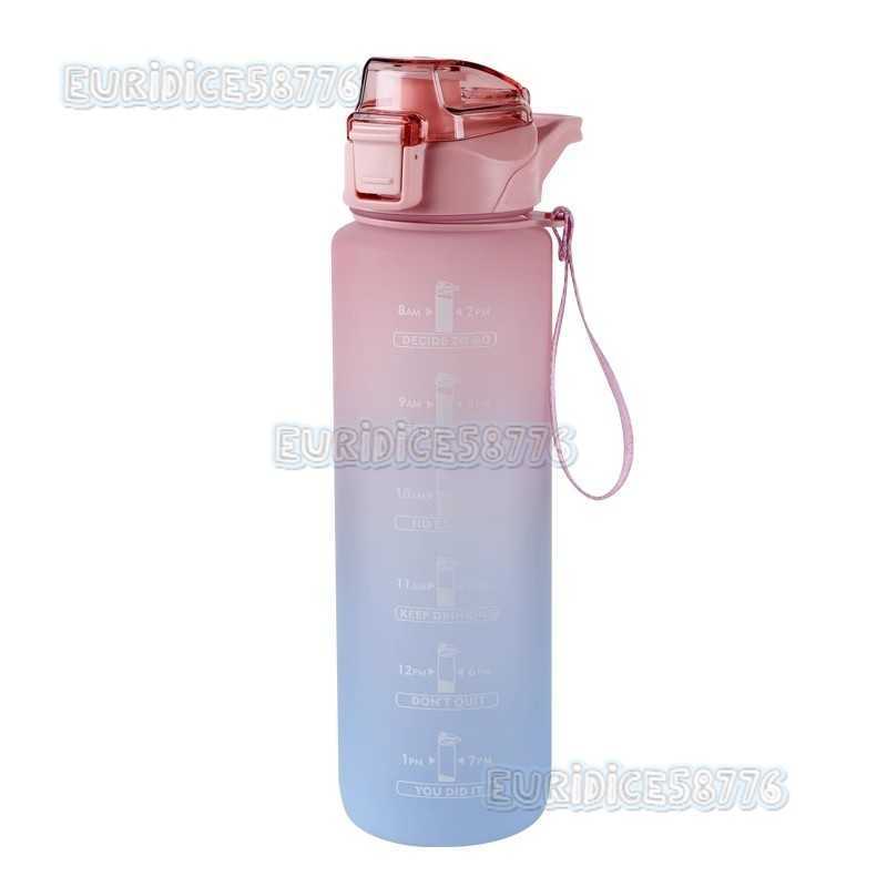 Sports Water Bottle Portable Large Capacity Men and Women Outdoor Fitness Space Cup with Scale Celebrity Gradient Childrens Straw Cup H250911