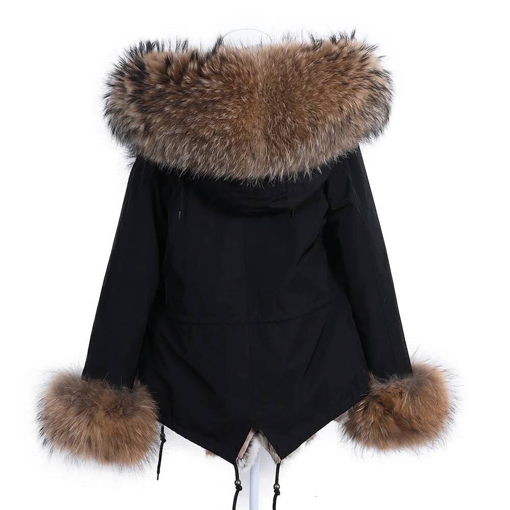2024 Maomaokong New Women Winter Coat Rabbit Lining Jacket Natural Real Raccoon Collar Parka Fox Fur Short Female Clothing