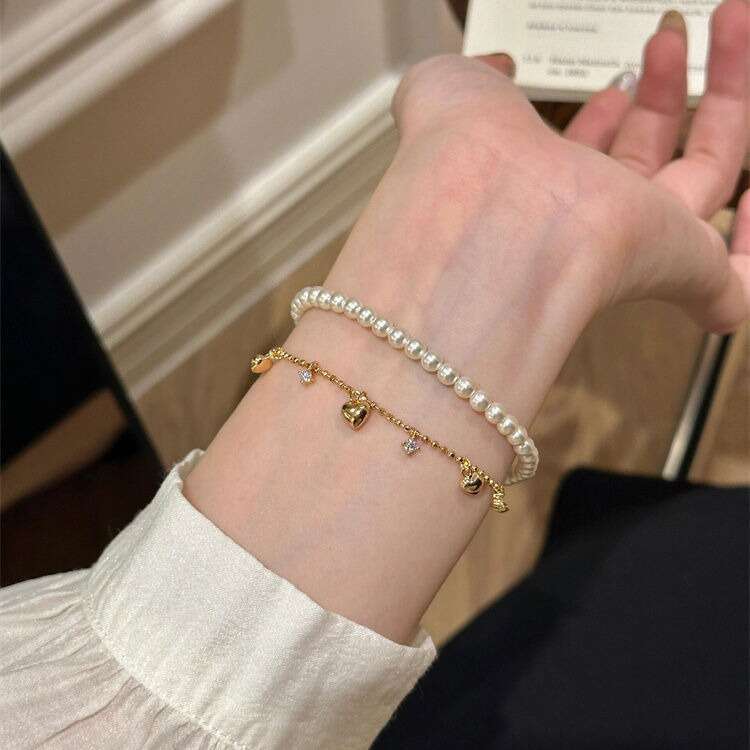 Tassel Heart Shaped Sparkling Dia Bracelet for Women, Light , Ins Style, Niche Design, High-end Feel, Elegant and Versatile Hand Jewelry