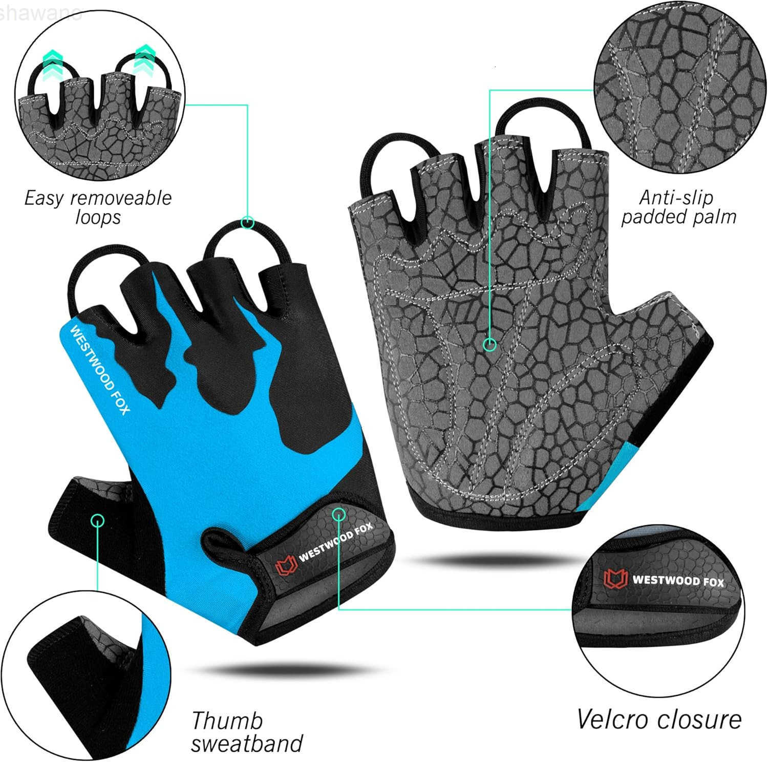 Cycling Gloves Half Finger Unisex Padded Grips Palm Bicycle Summer MTB Bike Gloves for Men Women NonSlip Fingerless Short Mountain Bike Sports Hiking 