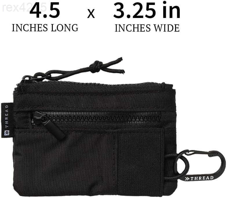 Thread Wallets Pouch Wallet Compact Zip Wallet with Clear ID Window Coin Card Pockets and Key Stash Lightweight RipStop Travel Wallet for Men Women Bl