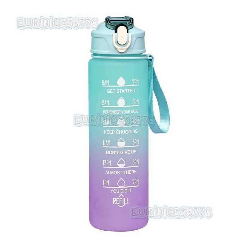 Crossmirror Plastic Water Cup with Straw Gradient Color Outdoor Frosted 750ml Sports Water Bottle H250911