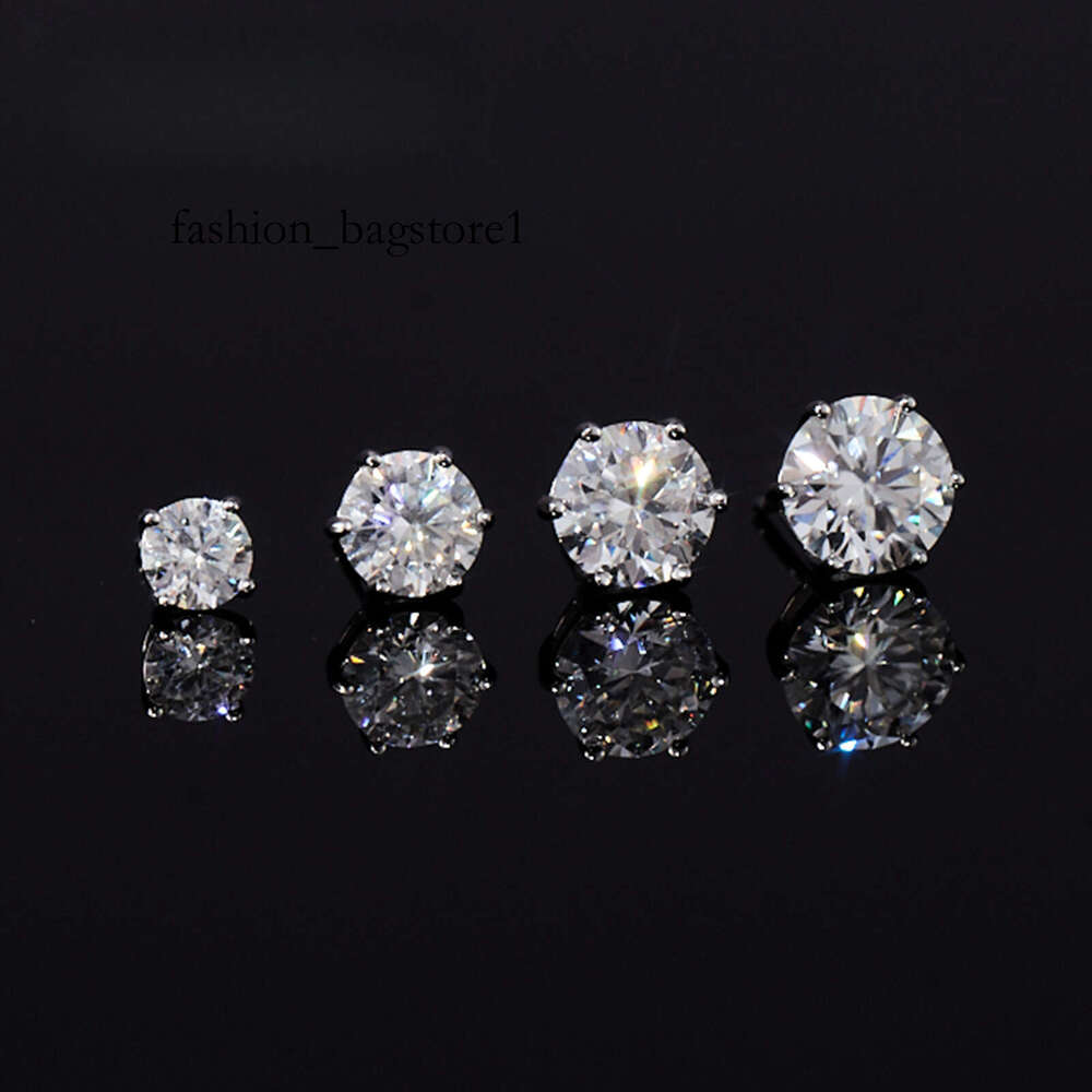 Round Cut VVS Moissanite Hip Hop Style Iced for Men Women Pass Dia Tester S Six Claw Stud Earrings