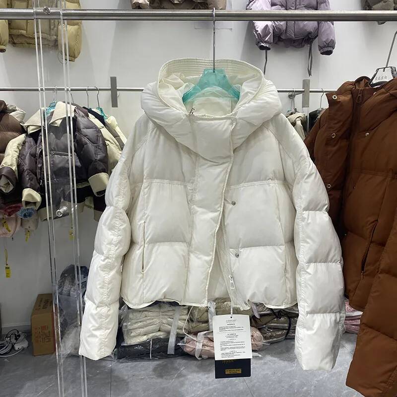 Winter Thickened Hooded Jacket 2025 New Temperament Women Jackets White Duck Down Women's Coat H574