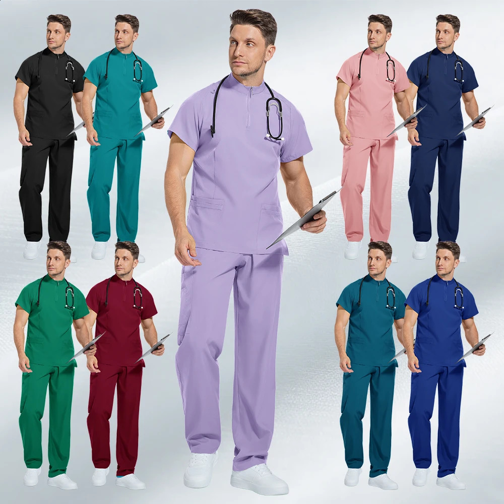 Nursing Scrubs Set AntiWrinkle Gown Wholesale Hospital Scrub Top Doctor Nurse Special Scrub Uniform Men Women 250910