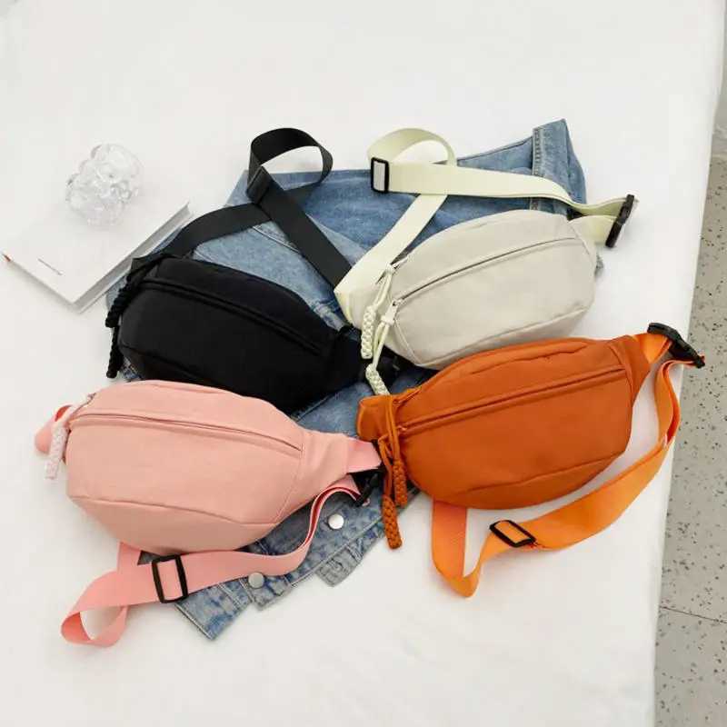 Ladies Casual Diagonal Cross Bag Fashionable Sports Niche Versatile Banana Bags Solid Color Canvas Chest Bags Z250911