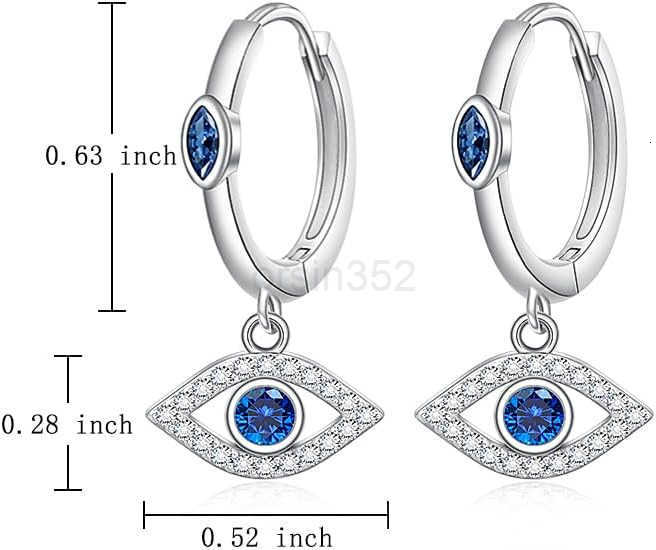 Eye Earrings for Women Sterling Silver Blue Greek Evil Eye Hoop Earrings Dangle Drop Protection Leverback Amulet Turkish Jewelry GiftsW250911