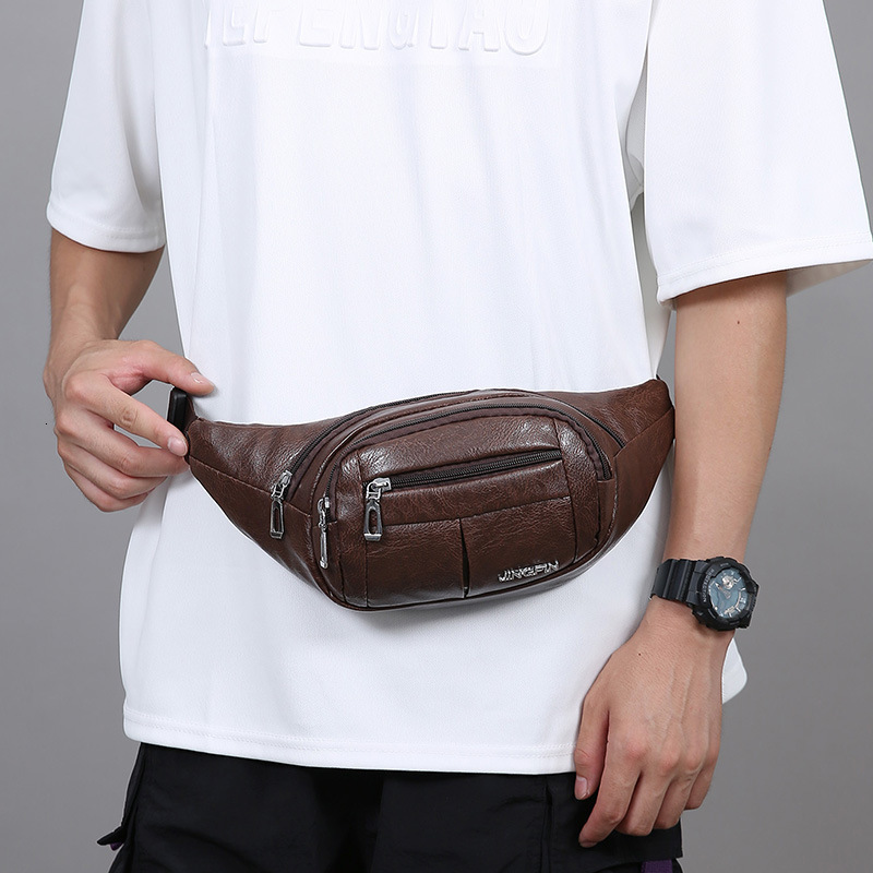 Men S Waist Luxury Bag Bag New Business Designer Bag Single Shoulder Crossbody Bag PU Free Shipping Leather Texture Fashion Chest Bag Business Cashier
