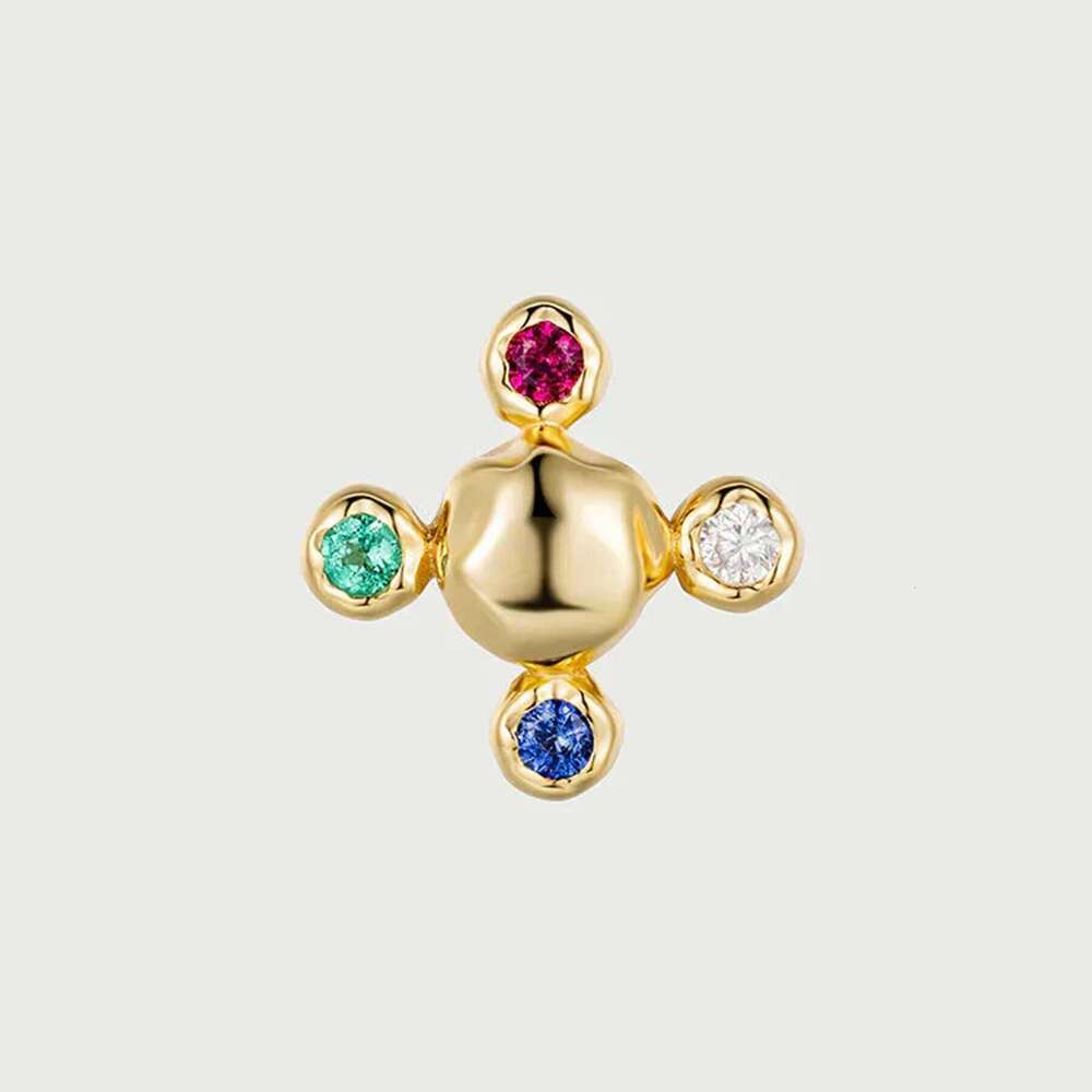 14k Gold Red Ruby White Moissanite Blue Sapphire Emerald Gemstone Stud Fashion Fine Sier Earrings