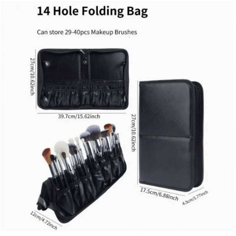 European And American Portable Storage Professional Makeup Handbag With Magnetic Closure Brush Bag Foldable Large Cap