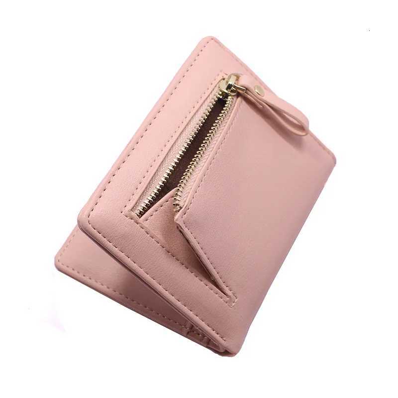 Womens simple letter bifold short wallet thin solid color versatile credit card holder casual and fashionable clutch W250911