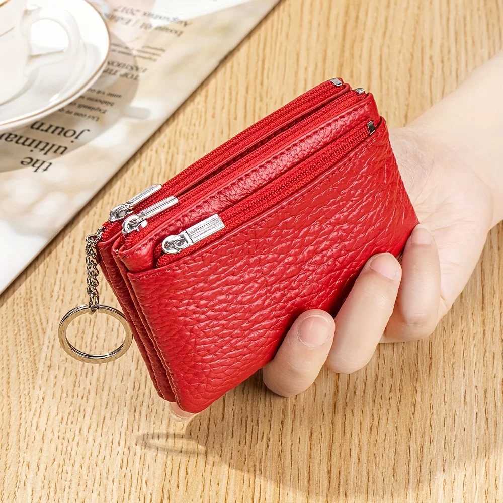 Hot sale Geniune Leather Ladys Coin Purses Short zipper Chain Wallets high quality Card Holders Small Mini Key Wallets Women W250911