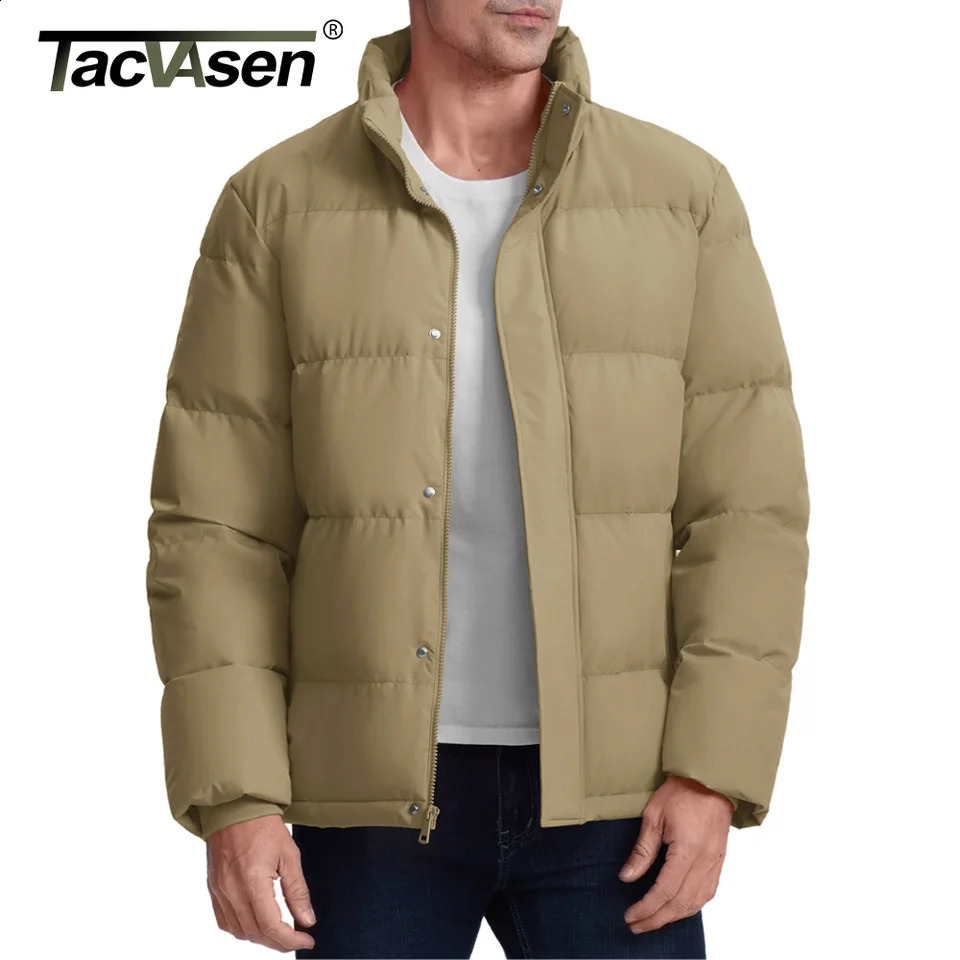 TACVASEN Winter Down Jackets Mens Stand Collar Quilted Water Resistant Lightweight Puffer Jacket Windbreaker Coats Male 250911