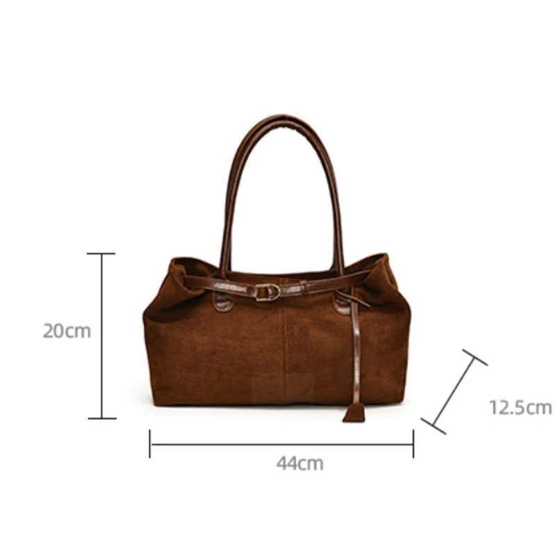 Fashionable Retro Suede Bag Popular European And American Largecapacity Autumnwinter Tote Bag New Simple Commuter Shoulder Bag W250911