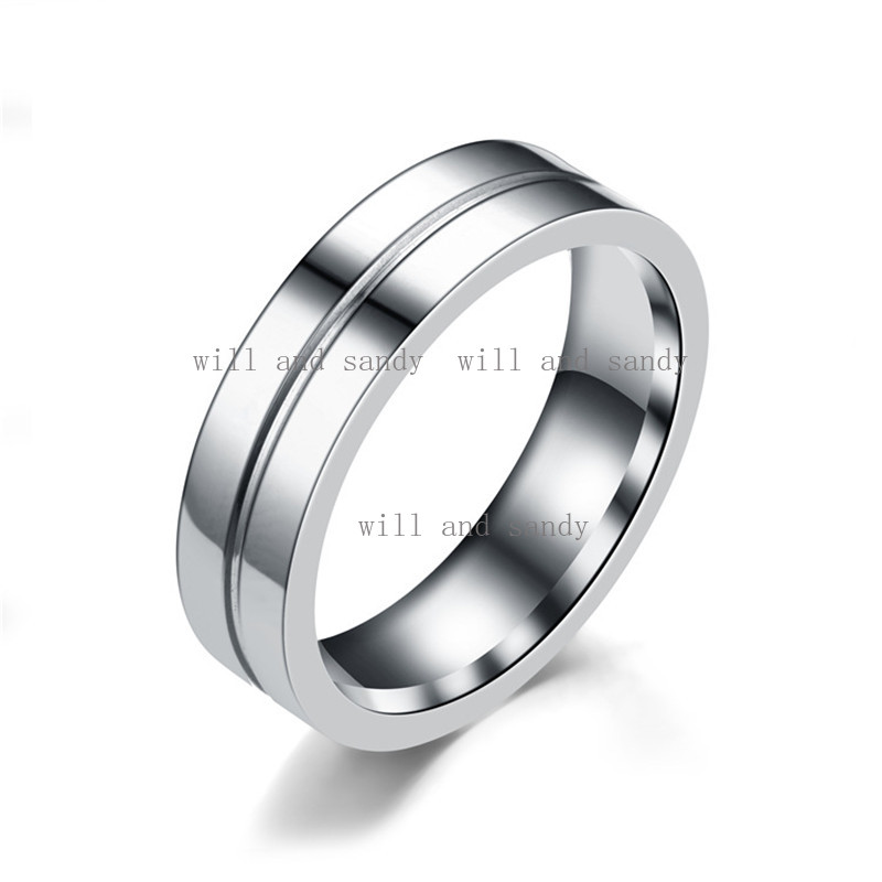Stainless Steel Diamond Wedding Promise Ring Band Gold Cubic Zirconia Groove rings for Women Men couple rings Fashion Designer Jewelry Will and Sandy