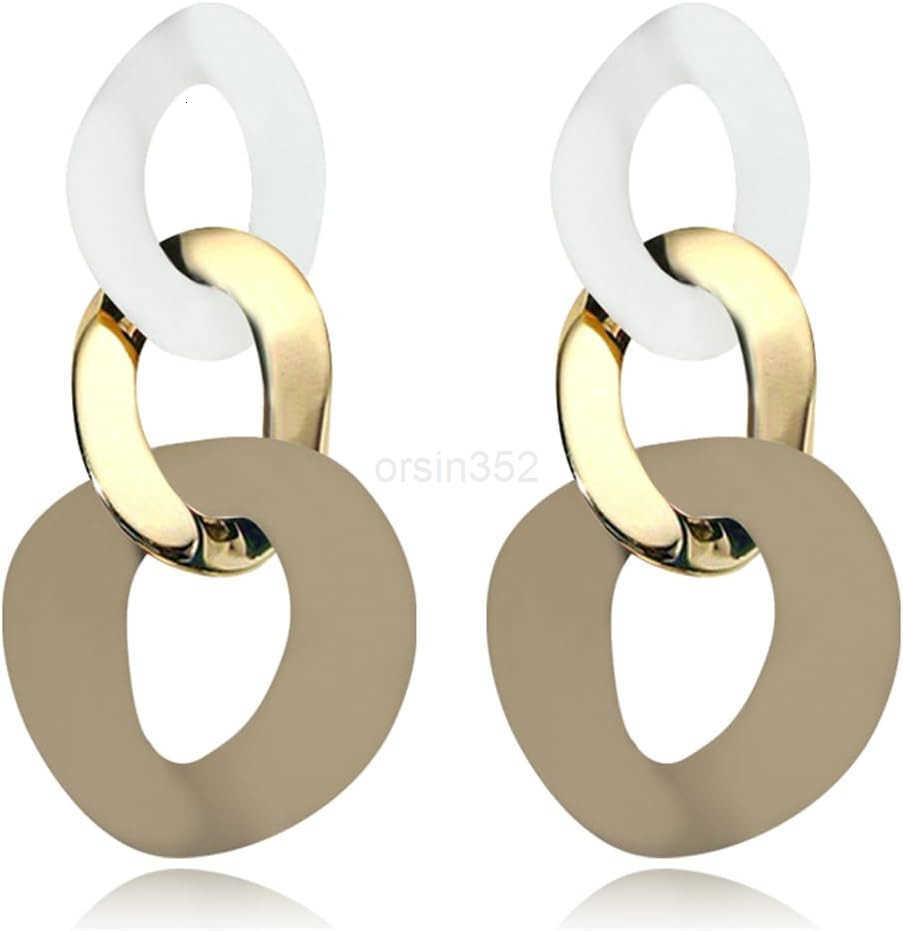 Charm Elegant Hollow Color Chain Acrylic Geometric Temperament Dangle Drop Earrings Bohemian Minimalist Hypoallergenic Jewelry GiftW250911