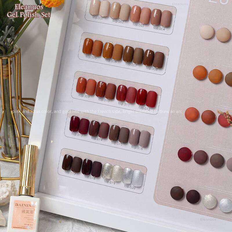 Eleanuos Brown Caramel 20Pcs Polishing Mixed Varnish Semi Permanent UV LED Series Immersion Nail Polish Primer Gel Salon