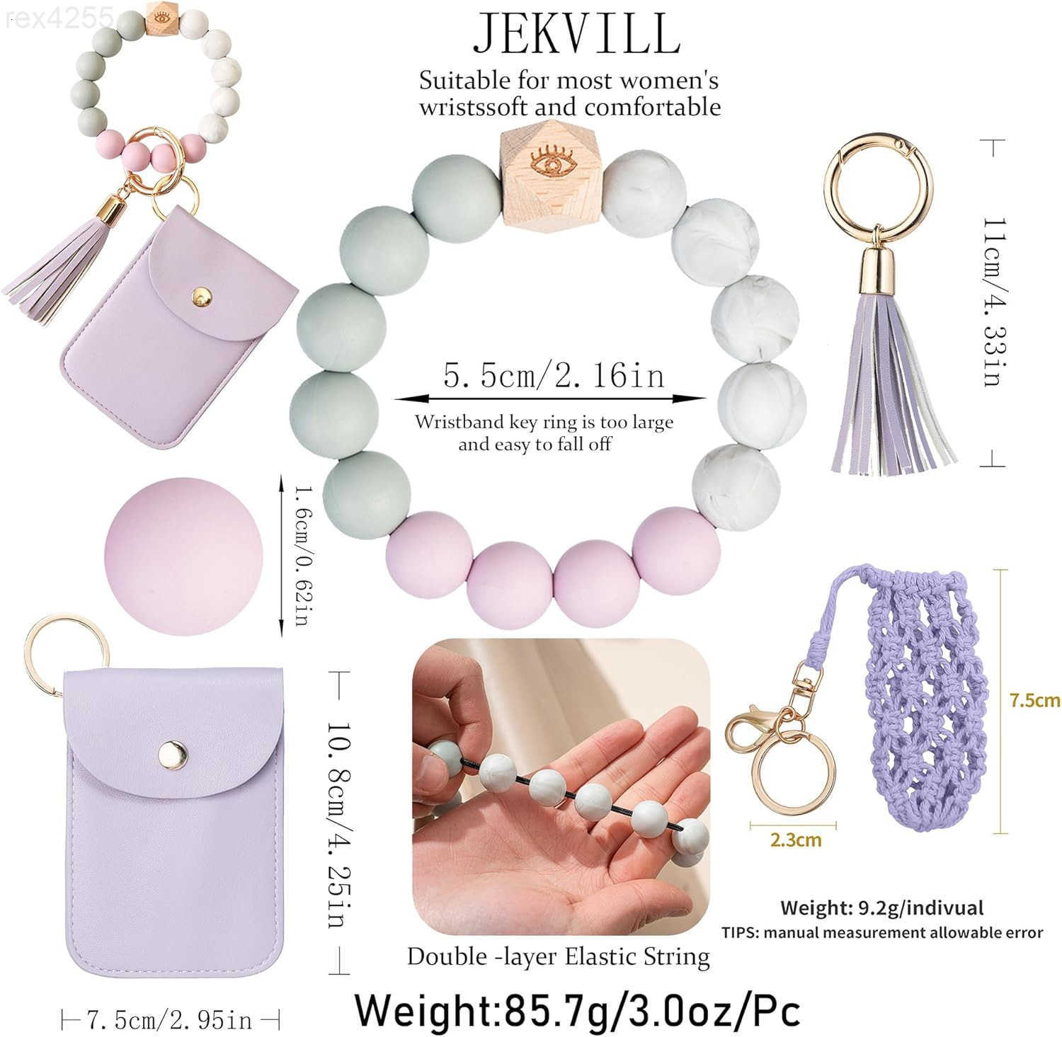 wallet Keychain for Women Lipstick Chapstick Keychain Beaded Bracelet Key Ring Women Coin PocketW250911