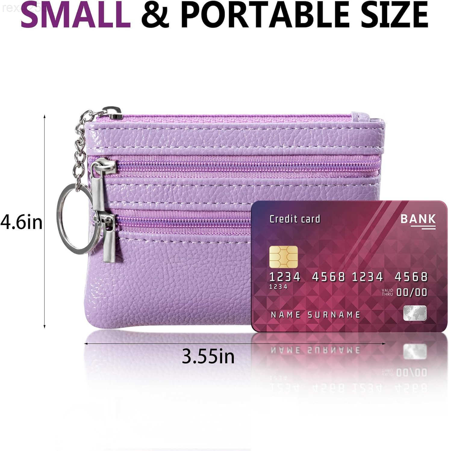 2 Pack Coin Purse Pouch Change Card Holder Small Wallet with Keychain for Women and Men Light Purple Light PurpleW250911
