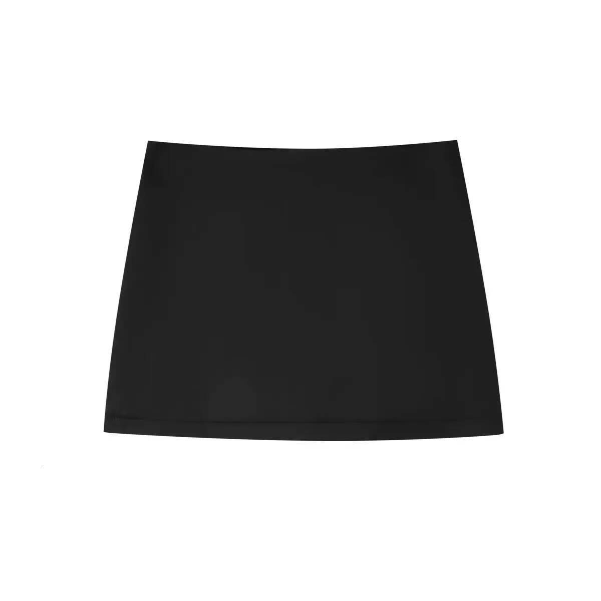Korean Fashion Black Summer Clothes Women 2025 Rise Skirts Mini Satin Low Waist Pencil Skirt With Shorts dongdumaoyi