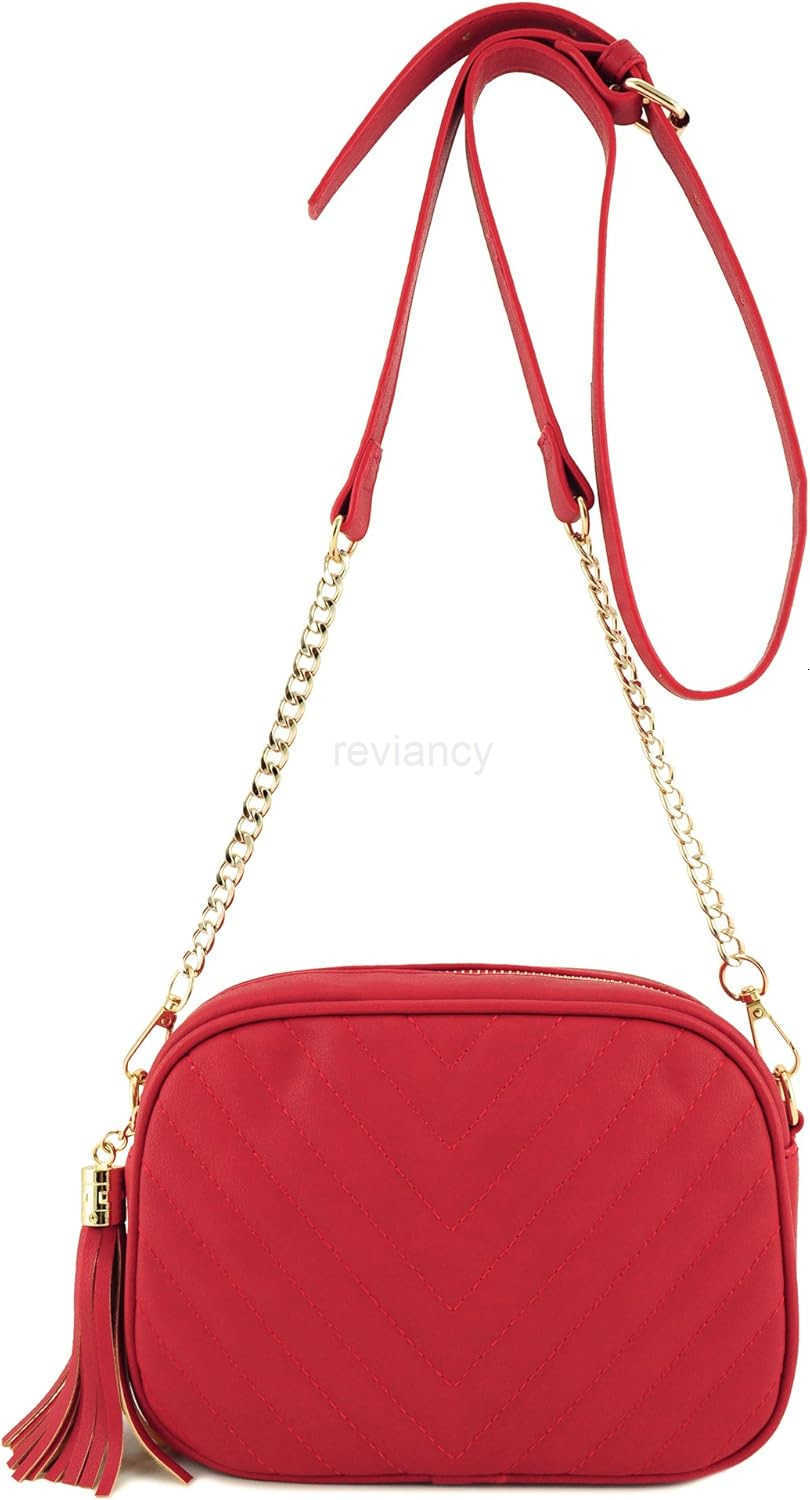 Simple Shoulder Crossbody Bag With Metal Chain Strap And Tassel Top ZipperW250911