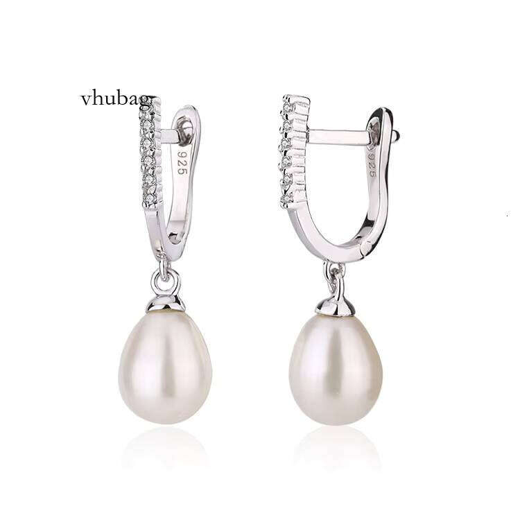 Wholesale Fashion Zircon Moissanite Women Ladies Sterling Sier Fresh Water Pearls Freshwater Pearl Dangle Drop Earrings