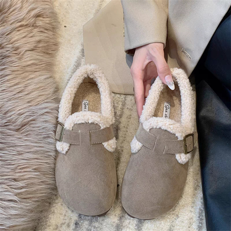 hot free shipping designer shoes Autumn and winter new style with plush thick sole cotton mop women's versatile retro fashion casual shoes khaki 