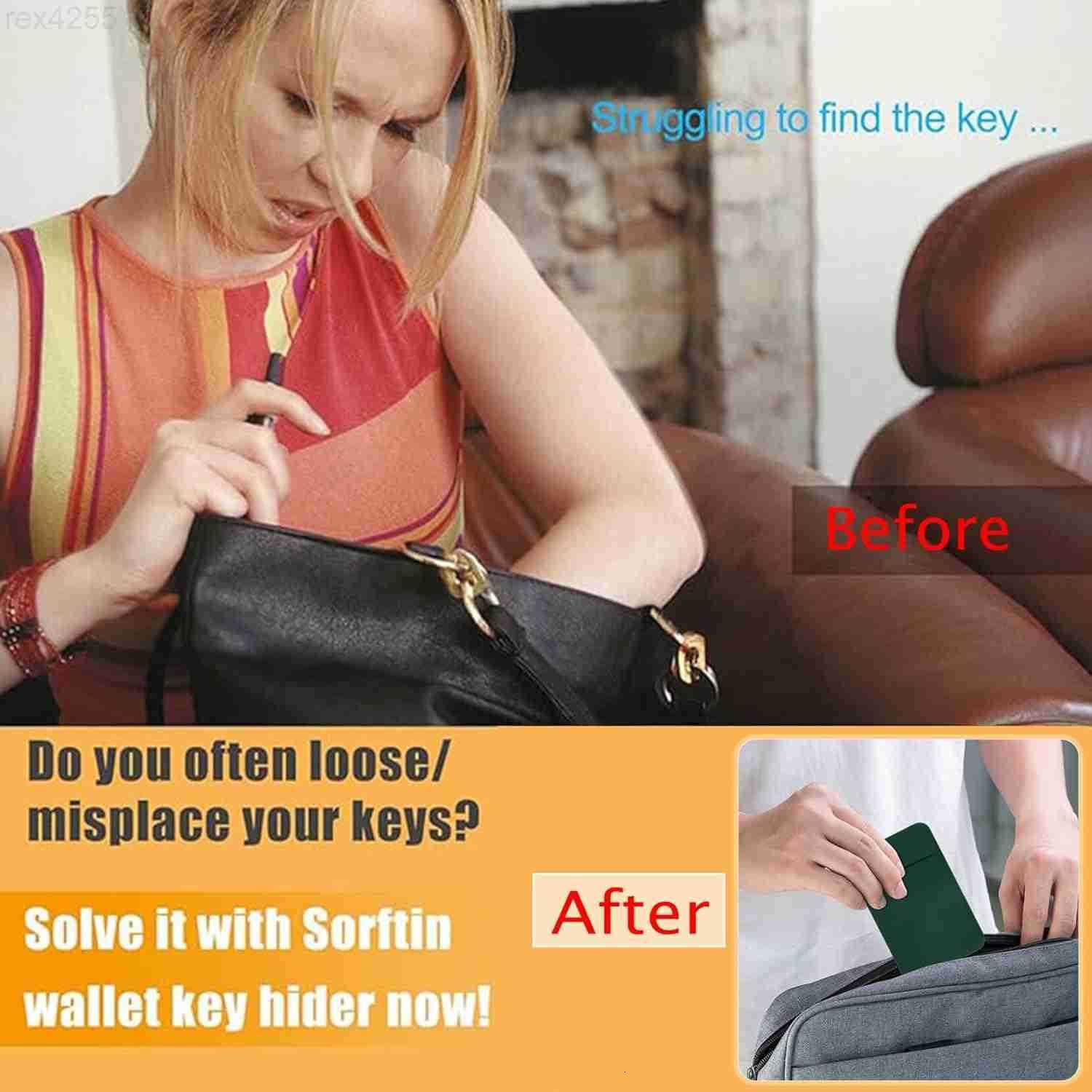 Flat Thin Wallet Key Holder Credit Card Size Minimalist Slim Key Organizer Sleeve BlackW250911