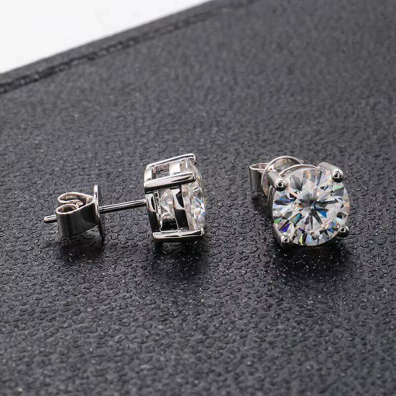 Drop Ship Sier/10k/14k/ Gold 0.5ct Moissanite and Lab Dia Fine Stud Earrings Jewelry Women
