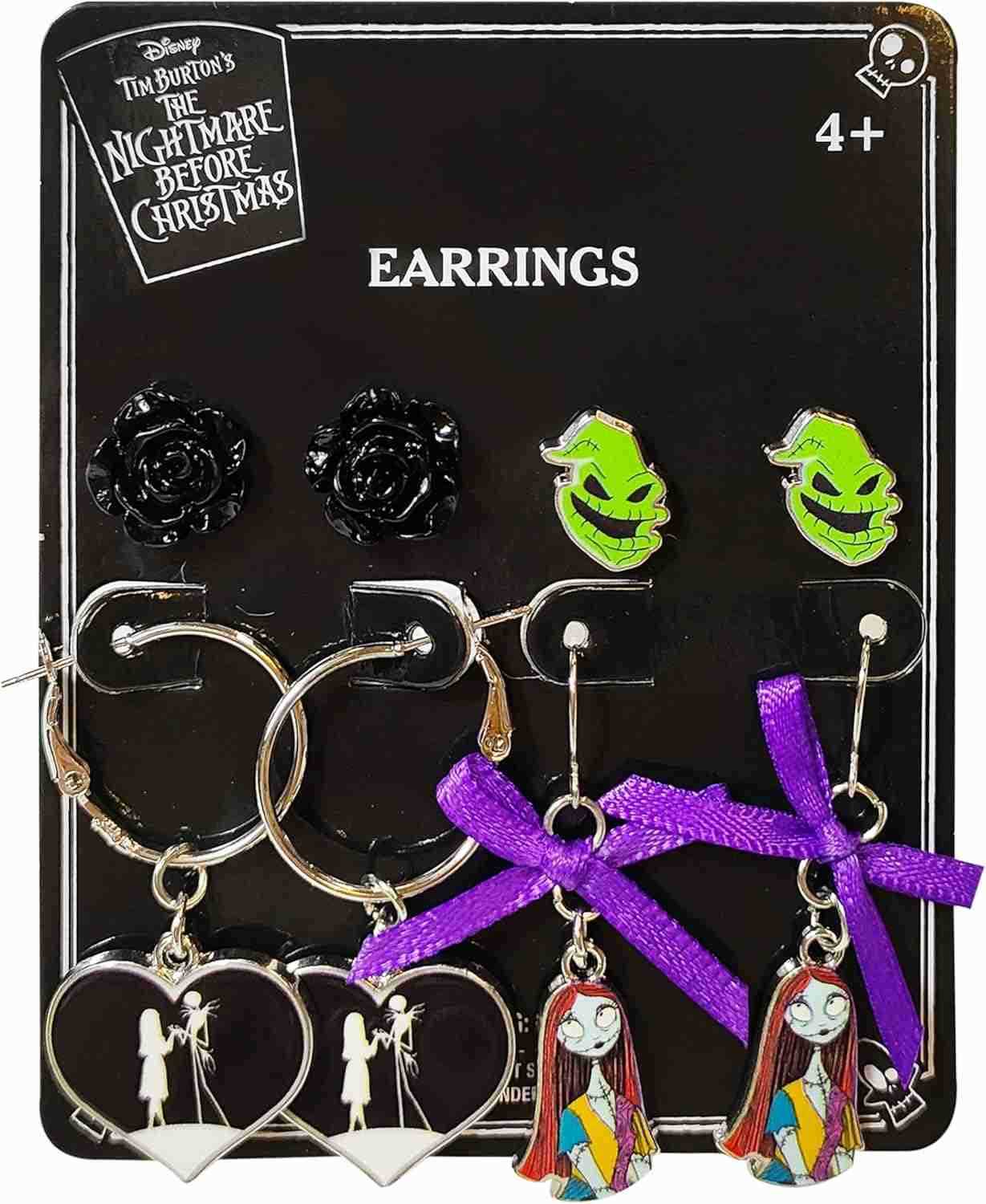 The Nightmare Before Christmas Jewelry Hypoallergenic Earrings for Girls Stud Earrings Fishhook Earring Sets with Charms One Size Fits All Gifts Age 4