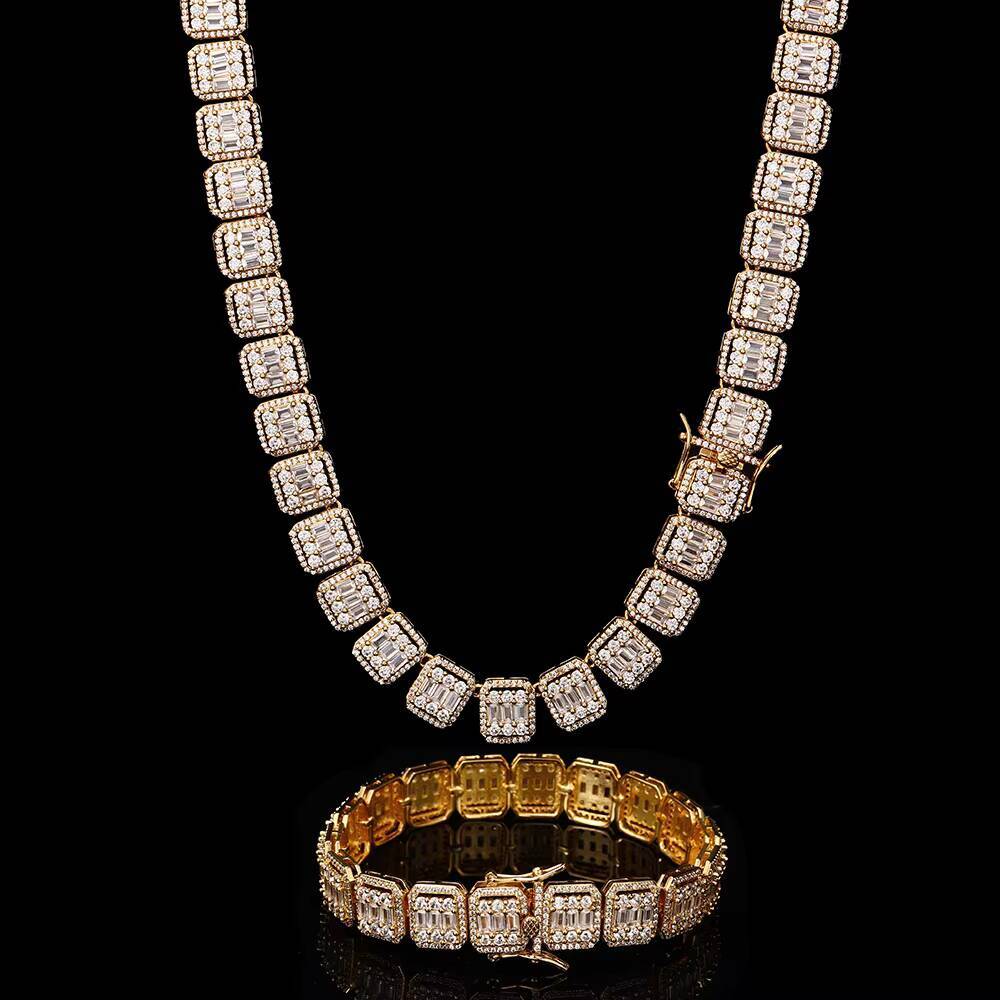 NUOYA Hip Hop Jewelry Iced Out Necklace Bling Diamond White Gold Clustered Tennis Chain Choker Chain for Women