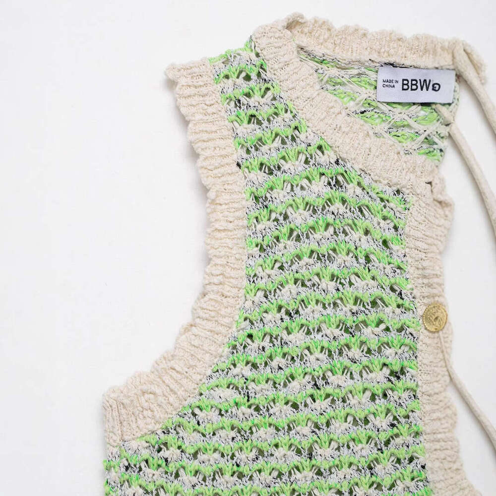 DHEssentials Summer New Style Elegant Fashion Versatile Textured Knitted Vest Top