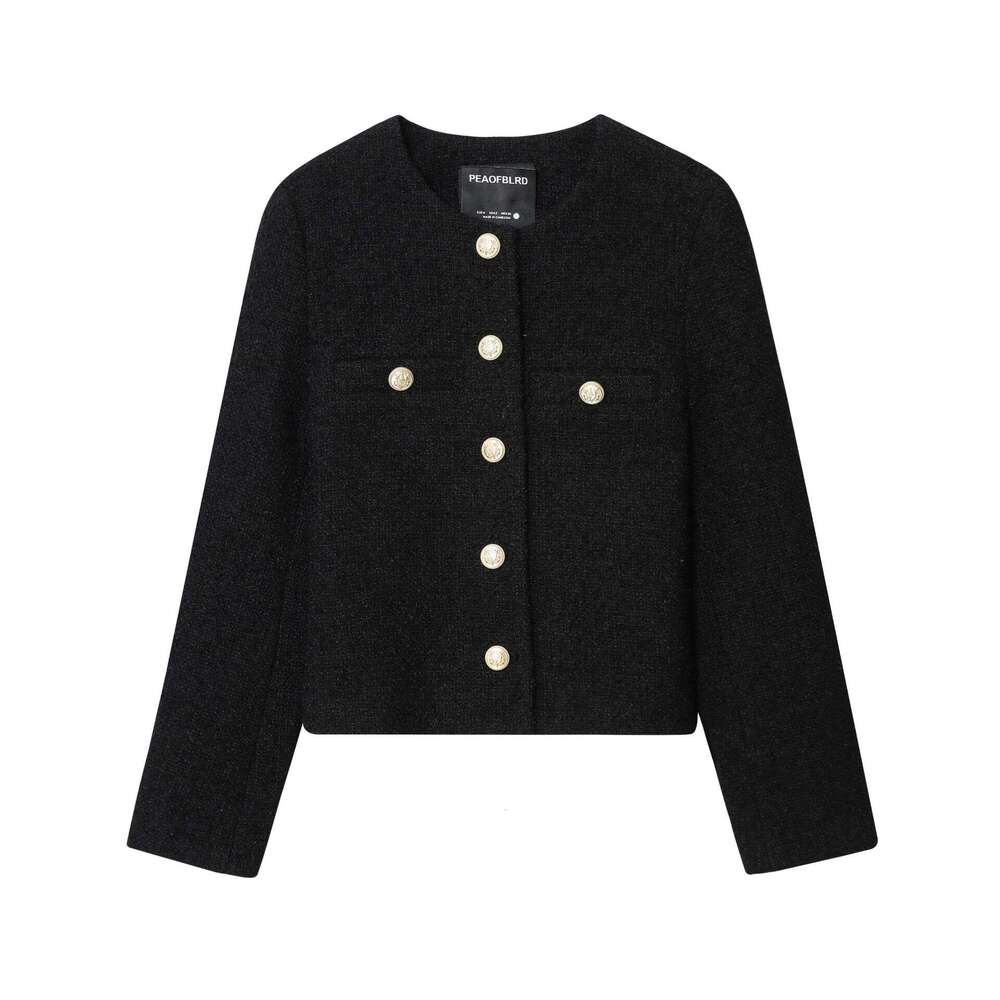 DHEssentials Autumn New French Style Socialite High-End Chanel-Inspired Tweed Jacket with Metal Buckle