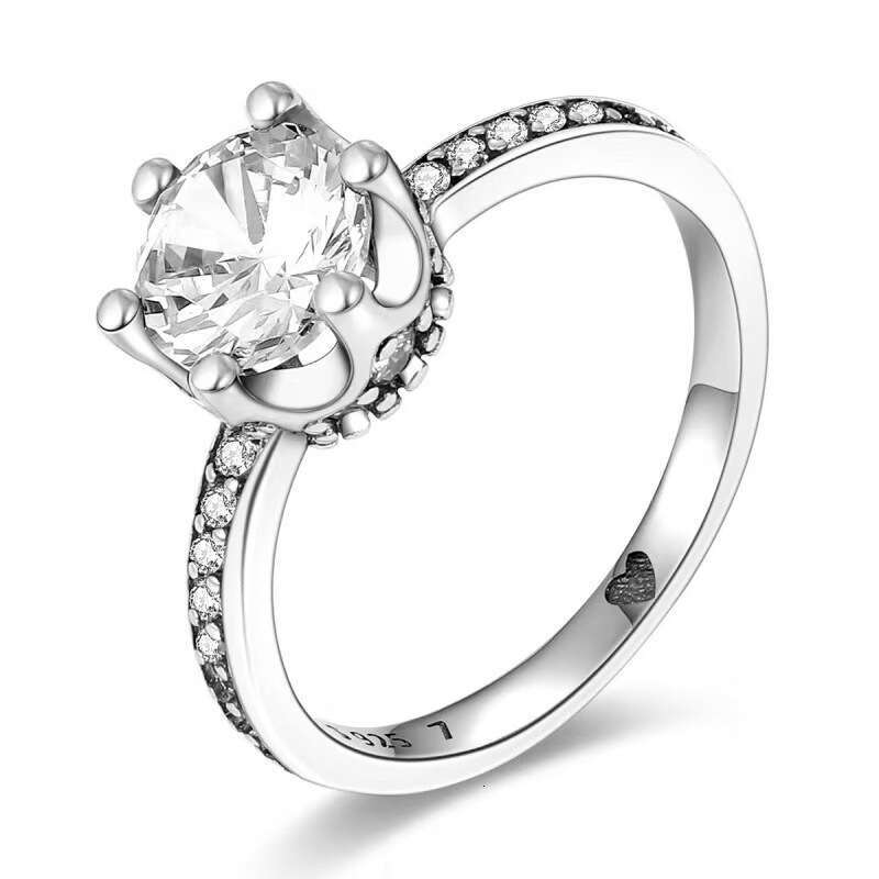 Panjia No White Copper Electroplated Silver Inlaid Interlocking Three DIY Couple Matching Rings