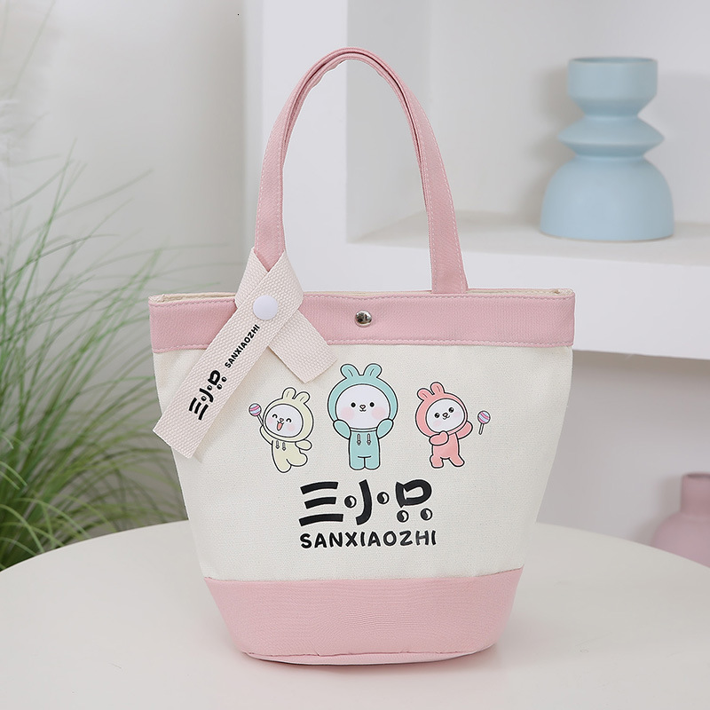 Canvas Bucket Bag New Canvas Bag Handheld Cartoon Cute Office Handbag Lunch Bag Designer Bag Mommy Luxury Free Shipping Bag Tote Bag