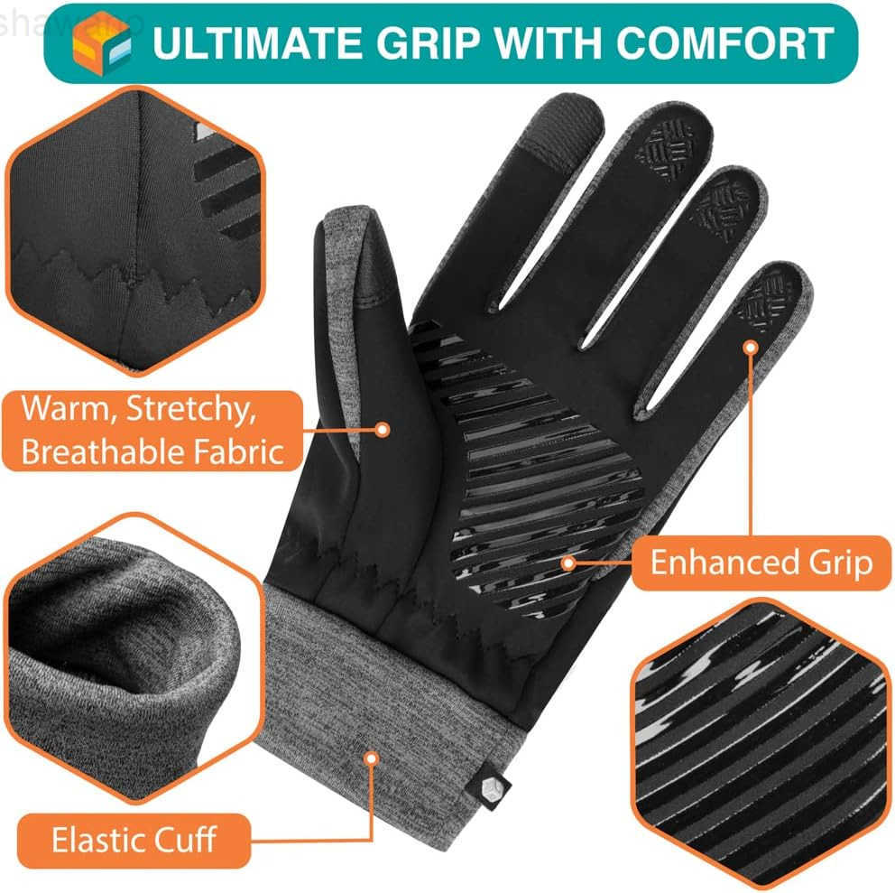 Winter Gloves for Men Women Touch Screen Thermal Gloves Fingertips Hand Warmer AntiGrip Anti Slip Cold and Wind Resistant Waterproof Mittens for Runni
