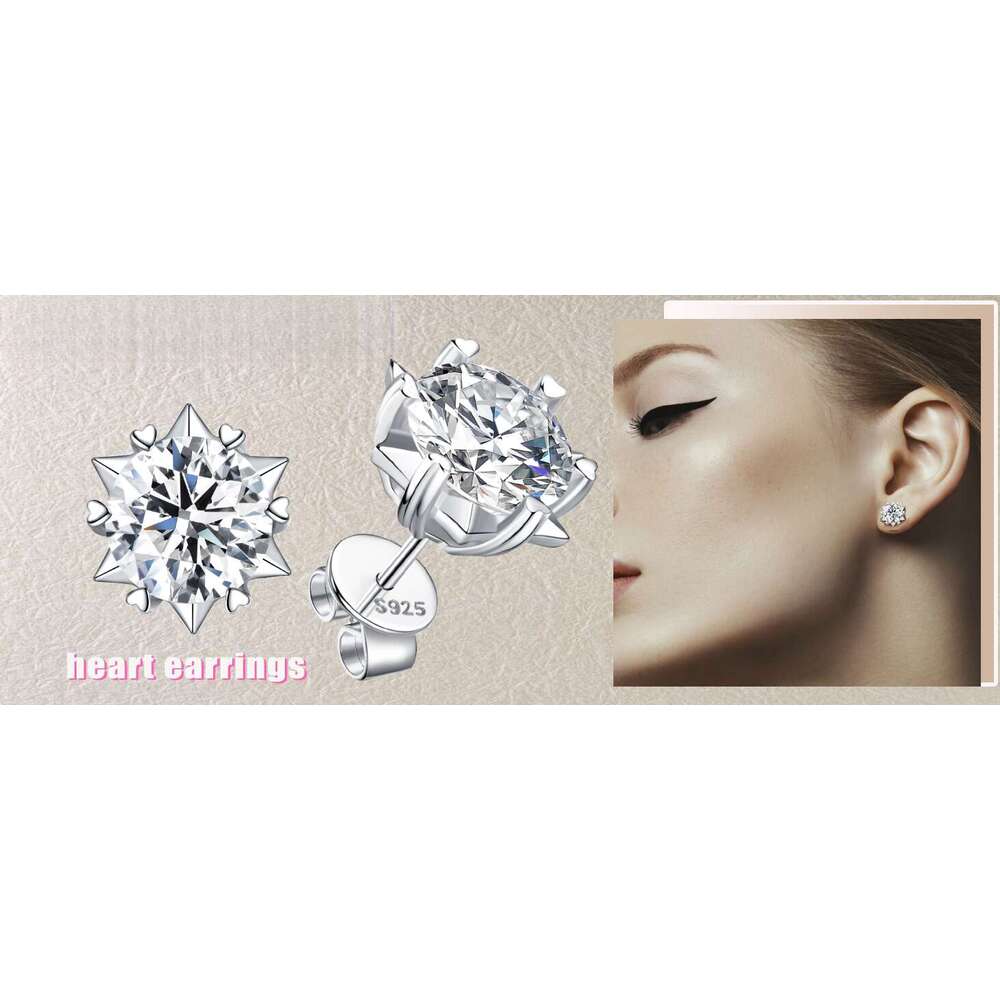 Sterling Sier Snowflake Earrings with Lab Grown Moissanite Hexagram Simple Elegant Temperament Jewelry