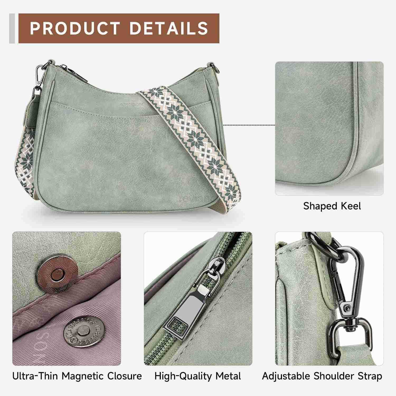 Trendy Leather Crossbody Purse with Adjustable Strap Womens Shoulder HandbagW250911