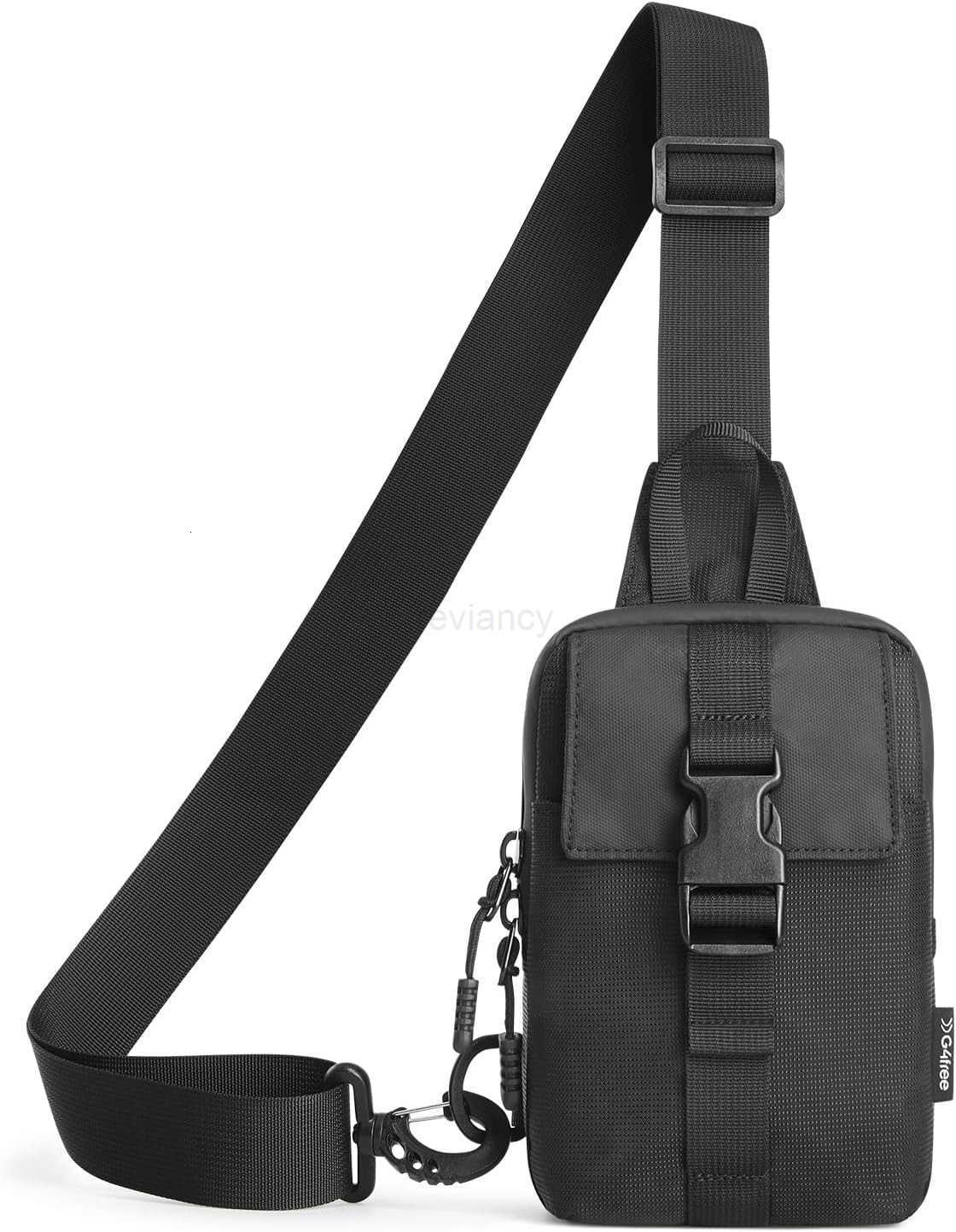 Waterproof Mini Crossbody Sling Bag Small Chest Fanny Pack for Men Lightweight Travel Sports Purse BlackW250911