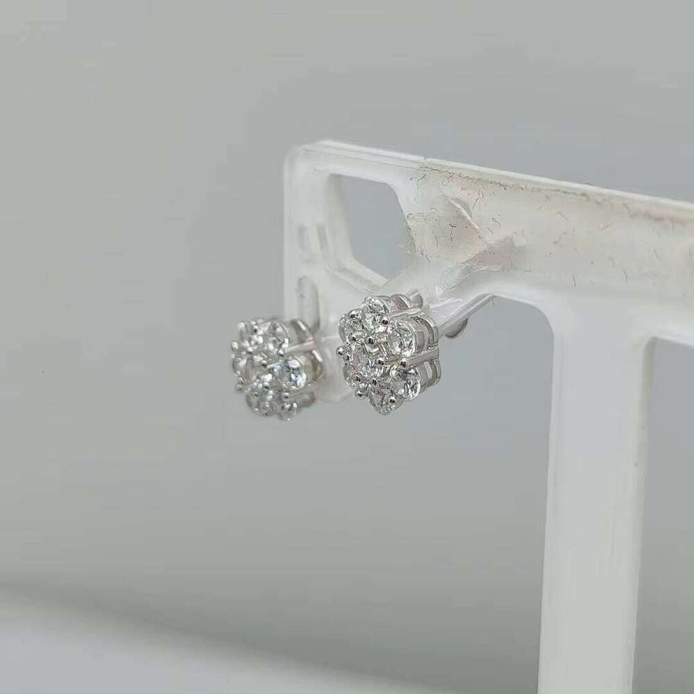 Cluster Flower S D Color VVS Men Women Hip Hop Jewelry Sterling Sier Moissanite Stud Earrings