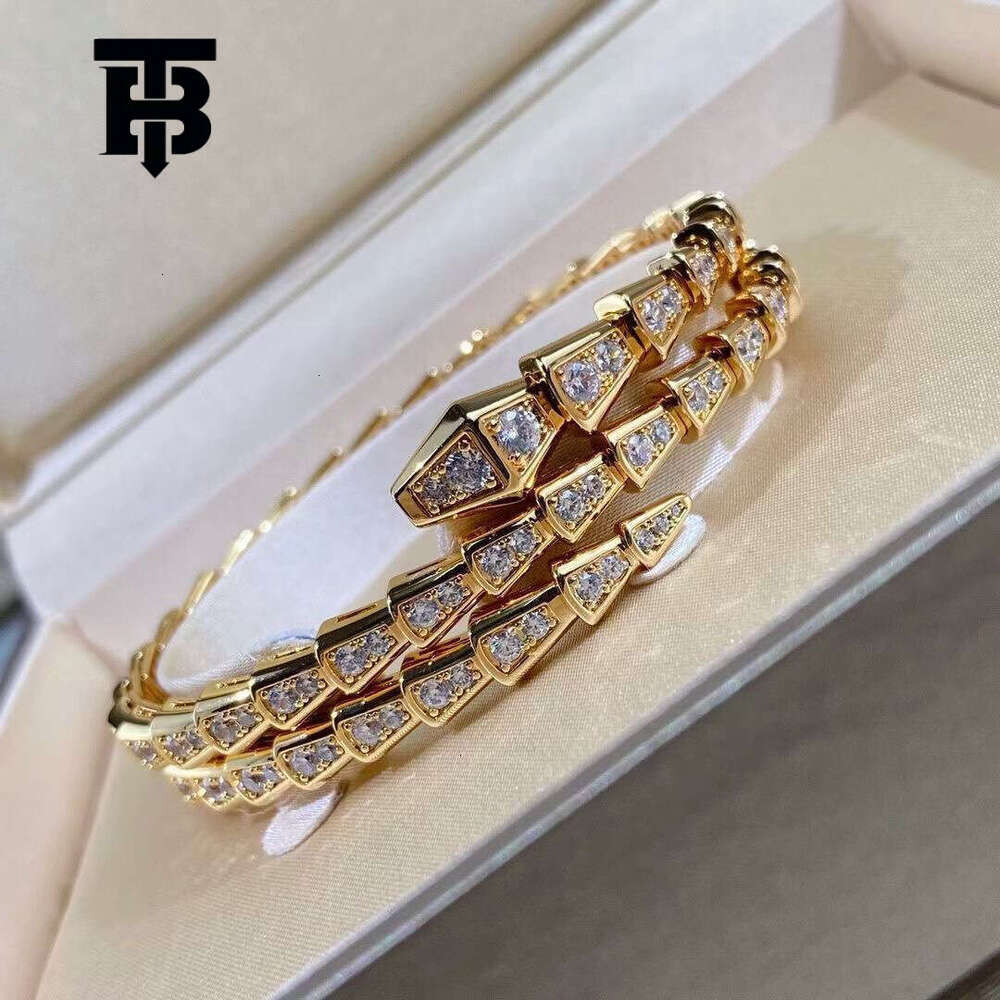 TB BHULAMTE Gold Silver Bracelet Womens bracelet Jewelry Bangle Women Mens Serpentine Letter Snake Couple Luxury Diamond Bracelets Unisex