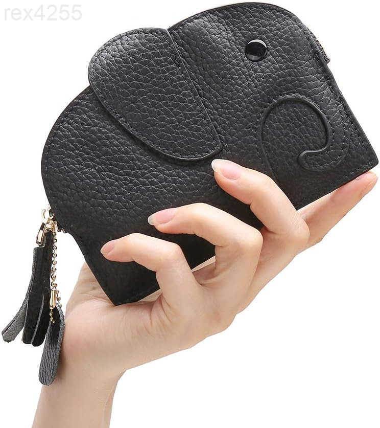 Leather Women Mini Coin Purse Female Cute Elephant Mini Creative Wallet with Key Chain Zipper Bag BlackW250911