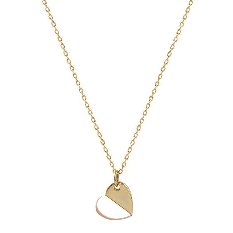 Ins Style Color Block Oil Drop Heart Collarbone Necklace for Women, Niche Minimalist Style, Simple and Elegant Fresh Sweet Choker